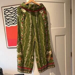 Farm rio Floral Green Wide-Leg Pants size M